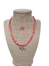 Load image into Gallery viewer, Silver Shrimp Charm Bead Necklace and Earrings Set