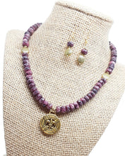 Load image into Gallery viewer, Rhodonite Fleur-de-lis Necklace Set
