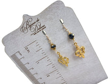 Load image into Gallery viewer, Black & Gold Fleur de lis Earrings