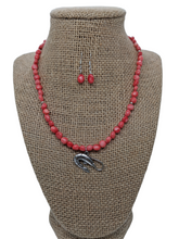 Load image into Gallery viewer, Silver Shrimp Charm Bead Necklace and Earrings Set