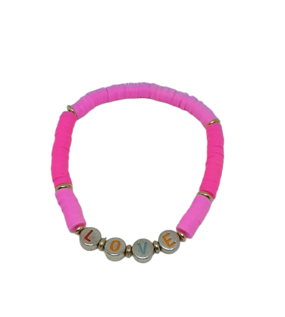 LOVE Pink Heishi Bracelet