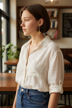 Load image into Gallery viewer, Black &amp; Gold Fleur de lis Earrings
