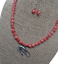 Load image into Gallery viewer, Silver Shrimp Charm Bead Necklace and Earrings Set
