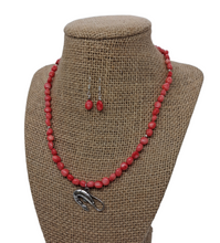 Load image into Gallery viewer, Silver Shrimp Charm Bead Necklace and Earrings Set
