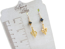 Load image into Gallery viewer, Black &amp; Gold Fleur de lis Earrings
