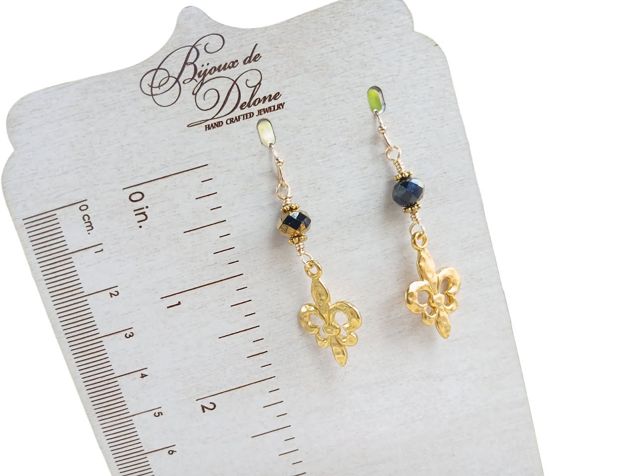 Black & Gold Fleur de lis Earrings
