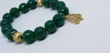 Load image into Gallery viewer, Dark Green and Gold Bracelet with Christmas Tree Charm B1911
