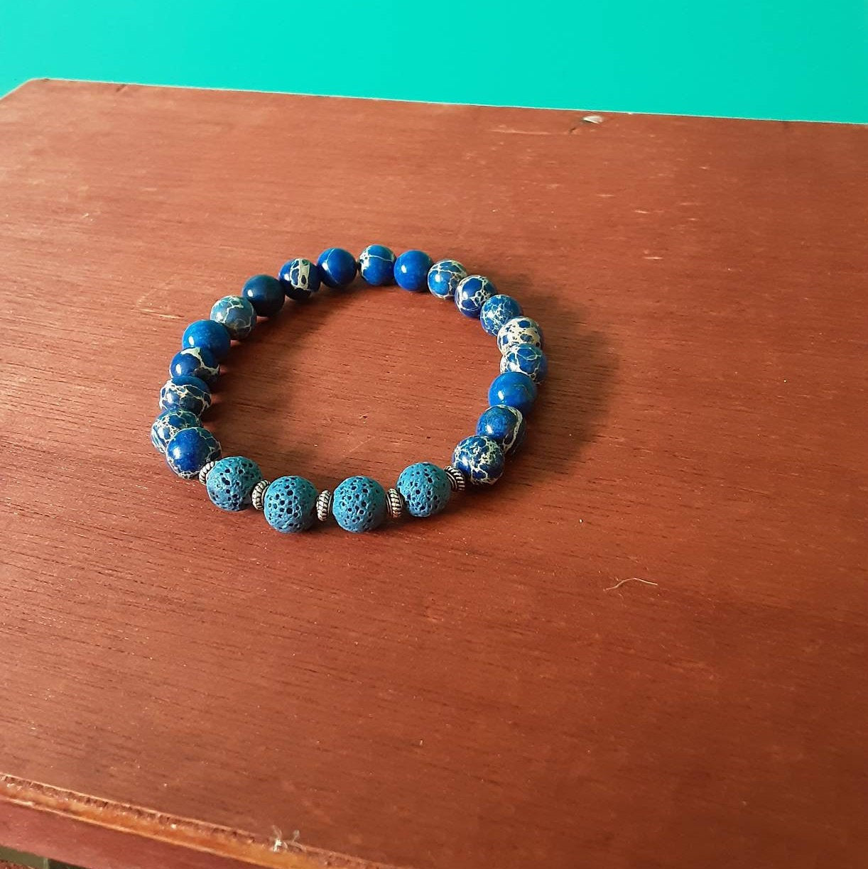 Blue Lava Bead & Gemstone Bracelet