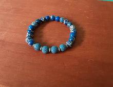 Load image into Gallery viewer, Blue Lava Bead &amp; Gemstone Bracelet
