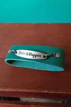 Load image into Gallery viewer, Blue Leather &quot;Make It Happen&quot; Cuffed Bracelet

