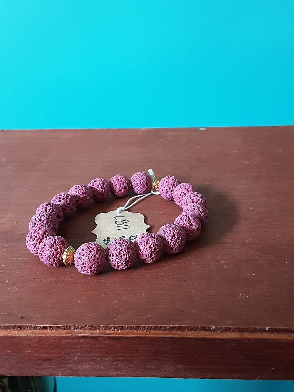 Pink Lava Bead Bracelet