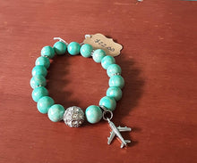 Load image into Gallery viewer, Turquoise Bracelet with Airplane Charm B1916
