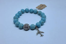 Load image into Gallery viewer, Turquoise Bracelet with Airplane Charm B1916
