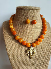 Load image into Gallery viewer, B64- Orange necklace set
