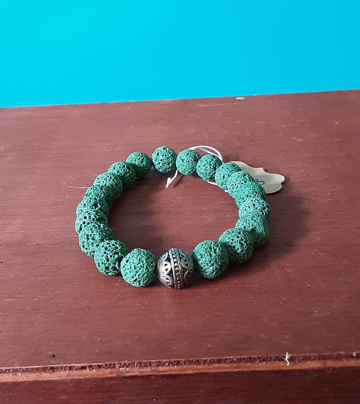 Green Lava Bead Bracelet