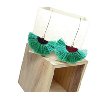 Load image into Gallery viewer, Green Fan Earrings
