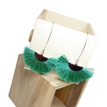 Load image into Gallery viewer, Green Fan Earrings
