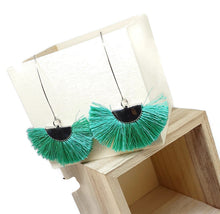 Load image into Gallery viewer, Green Fan Earrings
