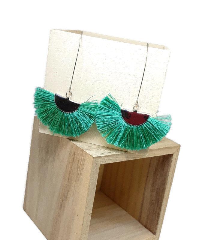 Green Fan Earrings