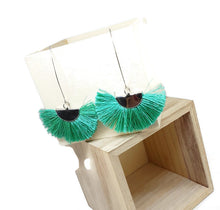 Load image into Gallery viewer, Green Fan Earrings

