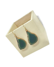 Load image into Gallery viewer, Green Agate Slice Earrings
