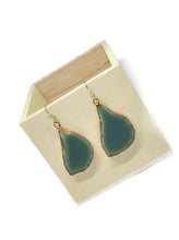 Load image into Gallery viewer, Green Agate Slice Earrings
