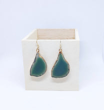 Load image into Gallery viewer, Green Agate Slice Earrings

