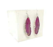 Load image into Gallery viewer, Pink Agate Slice Earrings
