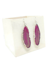 Load image into Gallery viewer, Pink Agate Slice Earrings
