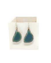 Load image into Gallery viewer, Green Agate Slice Earrings
