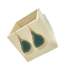 Load image into Gallery viewer, Green Agate Slice Earrings
