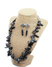 Load image into Gallery viewer, Snowflake Obsidian Necklace Set
